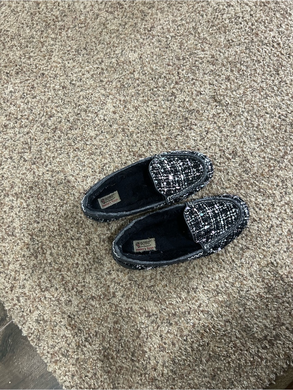 Bob Skechers Tweed Slip-On Loafers in Black and White 10